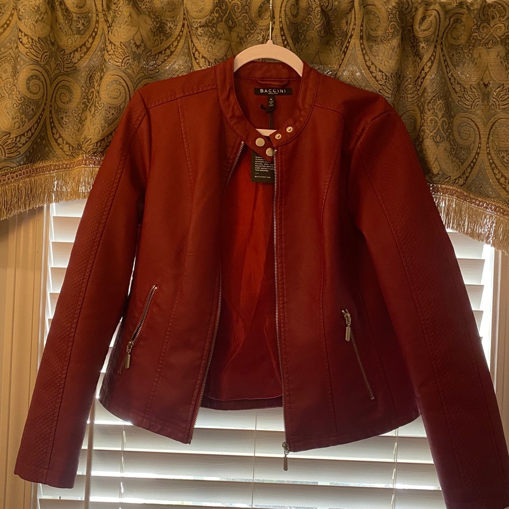 NWT! Red leather jacket